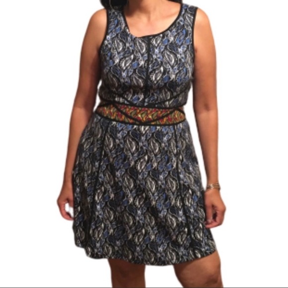 Blue Abstract print sleeveless dress - Picture 1 of 7
